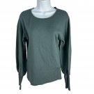 Michael Stars Womens Ribbed Long Sleeve Tie Cuff Top M Teal USA