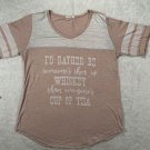 Maurices Mauve Women’s Medium Graphic Tee Short Sleeve Striped Arms Soft V-Neck Maurices Mauve Women’s Medium Graphic Tee Short Sleeve Striped Arms Soft V-Neck