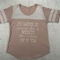 Maurices Mauve Womenâs Medium Graphic Tee Short Sleeve Striped Arms Soft V-Neck