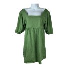 ASOS Green Womens Square Neck Puff Sleeve Tunic Top Cotton Blend Size 8