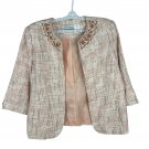 Alfred Dunner Womens Petite Tweed Beaded Open-Blazer Size 14P Floral Accents