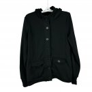 Wet Seal Womens Black Button-Up Hoodie Jacket XL Cotton Blend Casual Rib Knit Wet Seal Womens Black Button-Up Hoodie Jacket XL Cotton Blend Casual Rib Knit