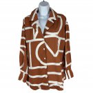 Geometric Pattern Brown & White Womens Button-Up Shirt Size Medium Geometric Pattern Brown & White Womens Button-Up Shirt Size Medium