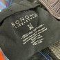 Sonoma Life + Style Mens M Swim Trunks Black Blue Orange Striped Elastic Waist