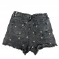 Art Class Girls Black Denim Shorts XL Starburst Embroidery Raw Hem