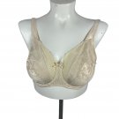 Lace Beige Underwire Bra Floral Embroidery Full Coverage Support Size 42C Lace Beige Underwire Bra Floral Embroidery Full Coverage Support Size 42C