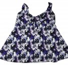 Danify Womens A-Line Tankini Swim Dress Size 58 Adjustable Straps Purple Floral
