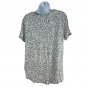 Old Navy Womens Everywear Shirt Leopard Print Gray White Size L Tall Relaxed Fit