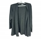 Cj Banks Gray Open-Front Cardigan With Black & White Trim 1X Polyester/Rayon Cj Banks Gray Open-Front Cardigan With Black & White Trim 1X Polyester/Rayon