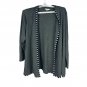 Cj Banks Gray Open-Front Cardigan With Black & White Trim 1X Polyester/Rayon