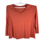 Terra & Sky Womens Plus Size 5X Rust V-Neck Long-Sleeve Soft Stretch Shirt Terra & Sky Womens Plus Size 5X Rust V-Neck Long-Sleeve Soft Stretch Shirt