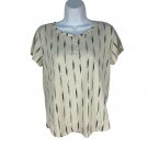 H&M Basics Womens Beige T-Shirt With Black Print Size Small