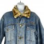 Big Dogs Womens Denim Fur Collar Jacket Large Button Up Vintage Blue