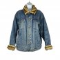 Big Dogs Womens Denim Fur Collar Jacket Large Button Up Vintage Blue