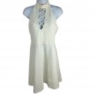 Express Womens White Halter Dress Sz M Crisscross Neckline Semi-Backless Casual Express Womens White Halter Dress Sz M Crisscross Neckline Semi-Backless Casual