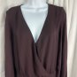 Krisa Womens Long Sleeve Wrap Dress Size M Brown Flowy Fit Polyester