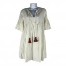 Zara TRF Size XS White Eyelet Tunic Dress W/ Tassel Accents Zara TRF Size XS White Eyelet Tunic Dress W/ Tassel Accents