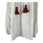 Zara TRF Size XS White Eyelet Tunic Dress W/ Tassel Accents
