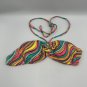 Maui & Sons Womens Bikini Swimsuit 8 Multicolor Stripe Halter Top & Tie Bottom