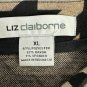 Liz Claiborne Womens Houndstooth Print Blouse XL Black Tan Short Sleeve Top