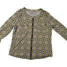 Anne Klein Womens Geometric Blouse Size M Long Sleeves Zipper Front Multicolor Anne Klein Womens Geometric Blouse Size M Long Sleeves Zipper Front Multicolor