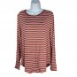Old Navy Luxe Womens Striped Long Sleeve Top Size L Red And White Relaxed Fit