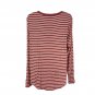 Old Navy Luxe Womens Striped Long Sleeve Top Size L Red And White Relaxed Fit