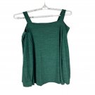 Womens Teal Green Cold Shoulder Top Size XL Polyester/Spandex Womens Teal Green Cold Shoulder Top Size XL Polyester/Spandex
