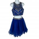 Two-Piece Blue Beaded Embellished Womens Dress By Cinderella Size 12