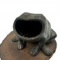 Vintage Cast Metal Frog Ashtray On Wood Base Rustic Robert Emig Style Decorative