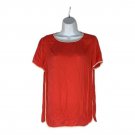 J. Crew Womens Red Silk Blend Short Sleeve Top Size 4 Contrast Trim Blouse J. Crew Womens Red Silk Blend Short Sleeve Top Size 4 Contrast Trim Blouse