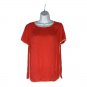 J. Crew Womens Red Silk Blend Short Sleeve Top Size 4 Contrast Trim Blouse