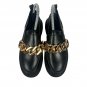 Kelsi Dagger Brooklyn Womens Black Leather Chain Loafers Size 6