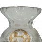 Julia Poland Hand-Cut Crystal Glass Amber Vase With Floral Motif & Etched Design