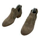 Vince Camuto Womens Perforated Suede Booties Zipper 7.5 Taupe Low Block Heel Vince Camuto Womens Perforated Suede Booties Zipper 7.5 Taupe Low Block Heel