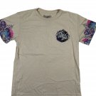 Fresh Laundry Mens Good Vibes Only Graphic Beige T-Shirt Size L Floral Sleeves
