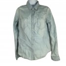 Mossimo Supply Co Womens Denim Button-Up Shirt M Light Blue Long Sleeves Casual
