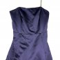 Davids Bridal Size 12 Strapless Navy Satin Gown With Gathered Skirt