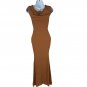 Pumiey Womens Brown Sleeveless Maxi Dress XS Rayon Spandex Knit Soft Stretchy
