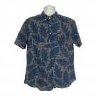 J.Crew Mens Leaf Print Blue Button-Down Short Sleeve Cotton Shirt Size L J.Crew Mens Leaf Print Blue Button-Down Short Sleeve Cotton Shirt Size L