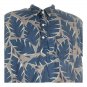 J.Crew Mens Leaf Print Blue Button-Down Short Sleeve Cotton Shirt Size L
