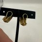 Vintage BSK Gold-Tone Clip-On Earrings With Rhinestone Floral Design