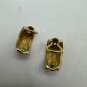Vintage BSK Gold-Tone Clip-On Earrings With Rhinestone Floral Design