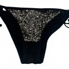 H&M Womens Black Bikini Bottoms Sequined Accent Size XS Adjustable Ties Swimwear