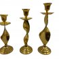 Brass Twisted Spiral Taper Candle Holders Set Of 3 Decorative Pieces