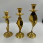 Brass Twisted Spiral Taper Candle Holders Set Of 3 Decorative Pieces