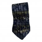 Milano Mens 100% Silk Tie Navy Gold Geometric Pattern All-Season Elegant Accesso