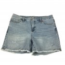 Seven7 Womens Size 12 Weekend Denim Shorts Distressed Frayed Hem