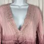 CAL Style Ombr&Atilde;&copy; Pink Tunic Top With Lace Trim & Tie Waist Size S