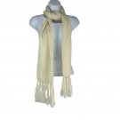 Cream White Cable Knit Acrylic Scarf Womens Winter Fringe Design Lightweight Cream White Cable Knit Acrylic Scarf Womens Winter Fringe Design Lightweight